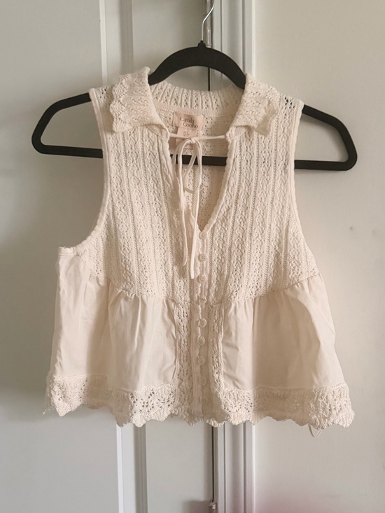 Camila Coelho Tops - Camila Coelho Cream Crochet Peplum Camisole